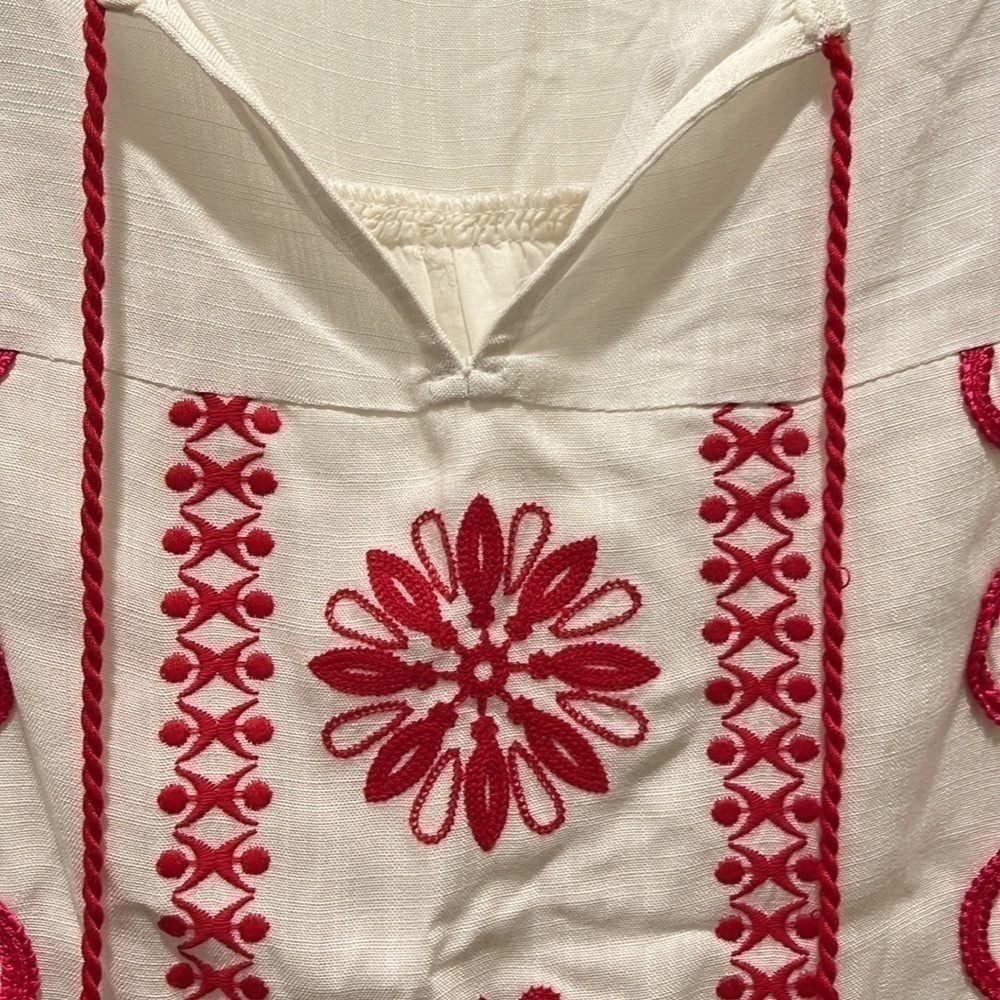 Miami White Dress With Dark Pink Embroidery mini Womens Size XS Sleev… - Picture 5 of 8